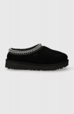 UGG papuci din piele &icirc;ntoarsă W TASMAN culoarea negru, 5955 BLK