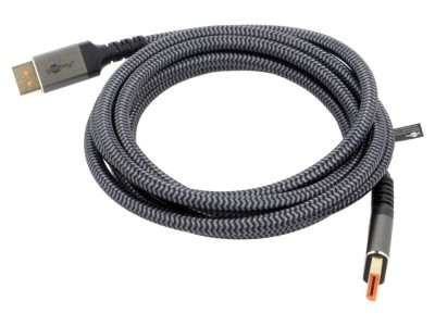Cablu DisplayPort textil Goobay 3m gri, cod 75686 foto