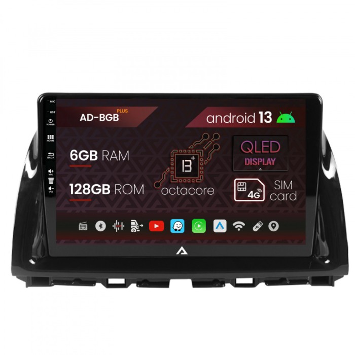 Navigatie Mazda CX-5 (2012-2015), Android 13, B-Octacore 6GB RAM + 128GB ROM, 10.1 Inch - AD-BGB10006+AD-BGRKIT319