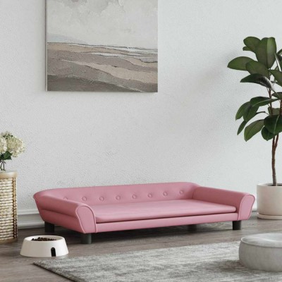 vidaXL Pat de c&amp;acirc;ini, roz, 100x50x21 cm, catifea foto
