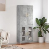 vidaXL Dulap &icirc;nalt, gri beton, 69,5x34x180, lemn compozit