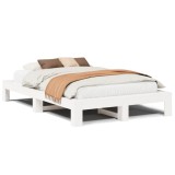 Cumpara ieftin Cadru de pat fara saltea, alb, 120x190 cm, lemn masiv pin