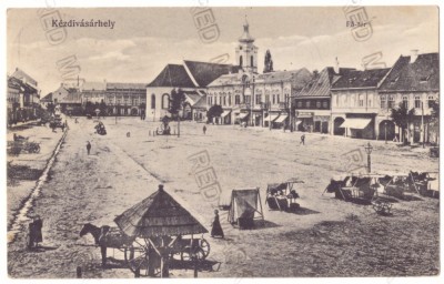 3129 - TARGU-SECUIESC, Covasna, Market - old postcard, CENSOR - used - 1917 foto