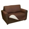 Husa Canapea 2 Locuri Textila Dubla Reversibila Beige Clair/Maro Wenge Poliester