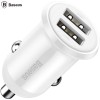 INCARCATOR auto Baseus Grain Pro, 2 x USB Output 5V/4.8A 24W total ambele porturi, pt. bricheta auto, alb &quot;CCALLP-02&quot; (timbru verde 0.03 lei) - 695315