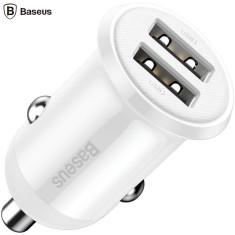 INCARCATOR auto Baseus Grain Pro, 2 x USB Output 5V/4.8A 24W total ambele porturi, pt. bricheta auto, alb &quot;CCALLP-02&quot; (timbru verde 0.03 lei) - 695315