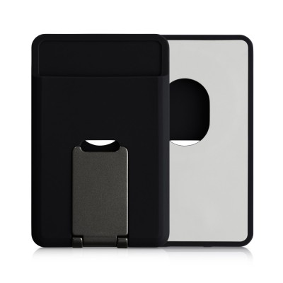 Suport magnetic pentru carduri compatibil cu Apple iPhone 14 Series/iPhone 13 Series/iPhone 12 Series, Kwmobile, Negru, Plastic, 58791.01 foto