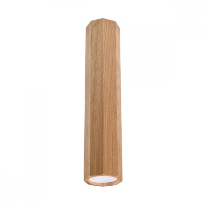 Lustră De Tavan Zeke Din Lemn De Stejar, Cu 1 Bec Geometric Scandinav De Interior foto