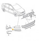 Ornament grila bara protectie VW Touran (5t), 05.2015-, Fata, partea Dreapta, Texturat; negru, Aftermarket, Rapid