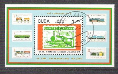Cuba 1988 Trains, UPU, perf. sheet, used AA.034 foto