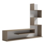 Cumpara ieftin Unitate TV cu biblioteca Pakoworld 160x29x126 cm, Alb Sonoma, PAL Melaminat
