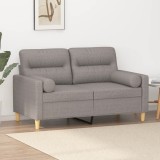 VidaXL Canapea cu 2 locuri cu pernuțe, gri taupe, 120 cm, textil 3200820
