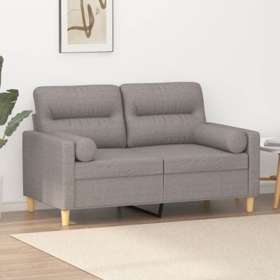 vidaXL Canapea cu 2 locuri cu pernuțe, gri taupe, 120 cm, textil 3200820 foto