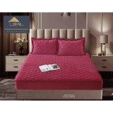 Cumpara ieftin Topper Saltea/Husa de pat matlasata si 2 fete de perne din catifea, cu elastic, model tip topper 140x200 - JO852