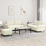 vidaXL Set de canapele cu perne, 3 piese, crem, catifea 3202228