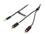 Cablu Jack 3,5mm la RCA x2, 5m, Aurit, Negru