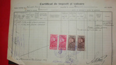 D22 Certificat fiscal 1929cu timbre fiscale Ferdinand-efigia in cerc foto