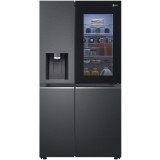Side by side LG GSXV91MCAE, 635 l, No Frost, InstaView Door-in-Door, Dozator UVnano, Clasa E, H 179 cm, Negru