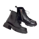 Cumpara ieftin Ghete dama din piele naturala cu talpa usoara Edina Black, 37 si 38