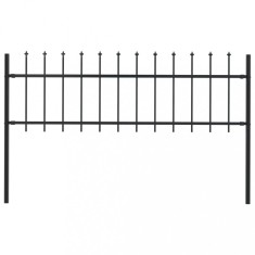 vidaXL Gard de grădină cu v&acirc;rf suliță, negru, 1,7 x 0,6 m, oțel