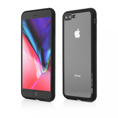 Husa Vetter pentru iPhone 8 Plus, 7 Plus, Clip-On Hybrid, Soft Edge with Clear Back Glass, Negru foto