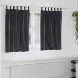 Draperii opace cu agățătoare, 2 buc., gri &icirc;nchis, catifea