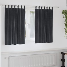 vidaXL Perdele cu perdele 2 pcs Gri &icirc;nchis 140 x 140 cm Catifea