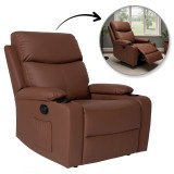 Fotoliu confortabil tip canapea extensibila, piele ecologica maro, JollyMag, SOF01BR
