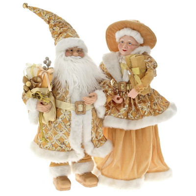 Set Mr and Mrs Santa Golden 65 cm foto