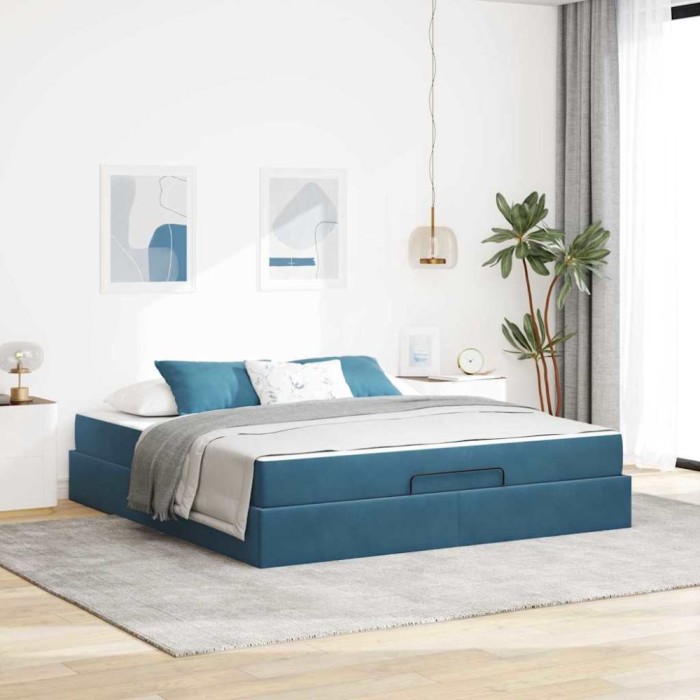 vidaXL Cadru de pat albastru 180 x 200 cm Catifea
