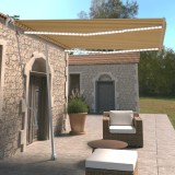 vidaXL Copertină automată senzor v&acirc;nt &amp; LED, galben/alb, 300x250 cm 3069513