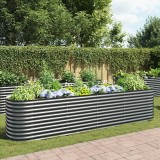 Strat Inaltat Gradina Gossi Gri 400x80x81cm Otel Galvanizat Jardiniera Rezistent Intemperii