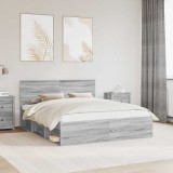 vidaXL Cadru de pat Gri Sonoma 160 x 200 cm Lemn de pin masiv 3410578
