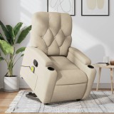 VidaXL Fotoliu masaj rabatabil cu ridicare, crem, material textil