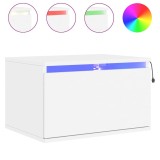 Noptiera montata pe perete cu lumini LED, alb, DKD Home Decor