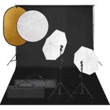 vidaXL Set studio foto cu lumină, fundal și reflector 3094661