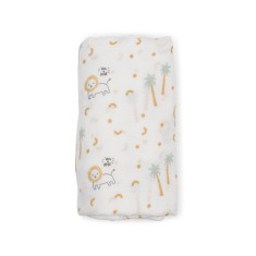 Muselina din bumbac si bambus, Scutec sau paturica multifunctionala, Nairobi Mustard, 120 x 120 cm