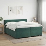 Cumpara ieftin Pat box spring cu saltea si LED Verde inchis 200 x 200 cm
