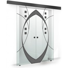 Usa culisanta Boss &reg; Duo Black model Shine negru, 60+60x215 cm, sticla Gri securizata, glisanta in ambele directii