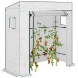 Outsunny Seră de grădină murală adăpostită cu 1 ușă &icirc;nrolabilă, b&acirc;rnă PE renforțată, 2 ferestre, dim. 196L x 77l x 197/178H cm | Aosom Romania