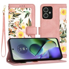 Husa personalizata fete Motorola Moto G54 Power Edition Techsuit FlipCraft, roz foto