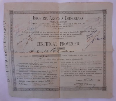 2 certificate provizorii acțiuni 1919 foto