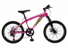 Bicicleta MTB HT copii 20 FIVE Bonsly cadru otel culoare fucsia verde varsta 7 10 ani foto