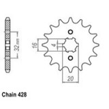 Pinion fata Yamaha YZF125R-MT125, 2015-2017, 14 dinti, pas 428, SunStar Cod Produs: MX_NEW SUNF241-14ML