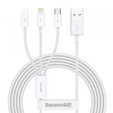 Cablu Incarcare USB-A - Lightning / microUSB / USB-C Baseus Superior 3in1 Series, 20W, 1.2m, Alb CAMLTYS-02, Apple