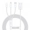 Cablu Incarcare USB-A - Lightning / microUSB / USB-C Baseus Superior 3in1 Series, 20W, 1.2m, Alb CAMLTYS-02