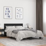 VidaXL Cadru de pat, negru, 140x200 cm, lemn prelucrat și metal
