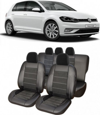 Huse scaune auto dedicate Alcantara VW Golf 7 Piele si catifea foto