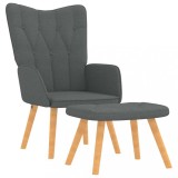 vidaXL Scaun de relaxare cu taburet, gri &icirc;nchis, 62x68,5x96 cm, textil