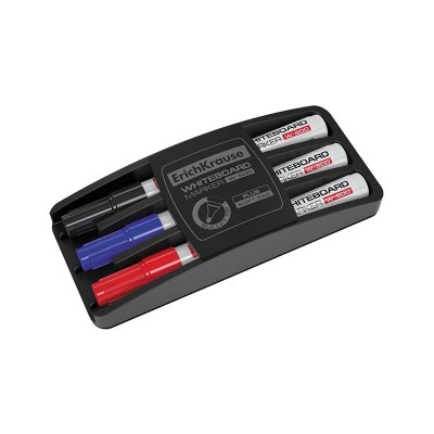 Markere pentru whiteboard, 3 bucati, varf 0,8-2,2 mm, uscare rapida, suport si burete foto